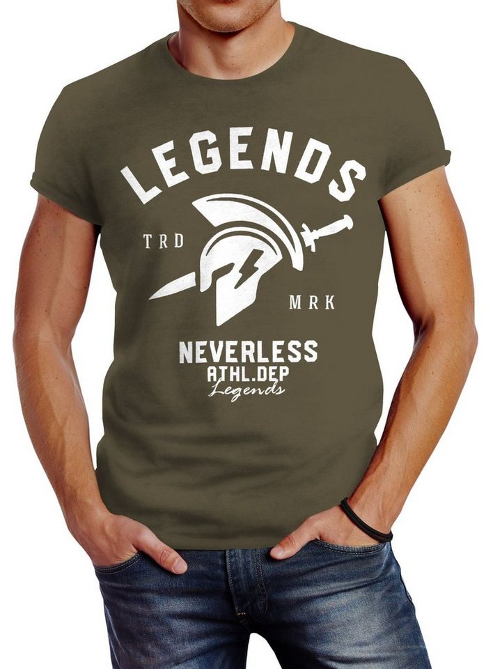 Neverless Print-Shirt »Cooles Herren T-Shirt Legends Sparta Gladiator Gym Athletics Sport Fitness Neverless®« mit Print von Neverless