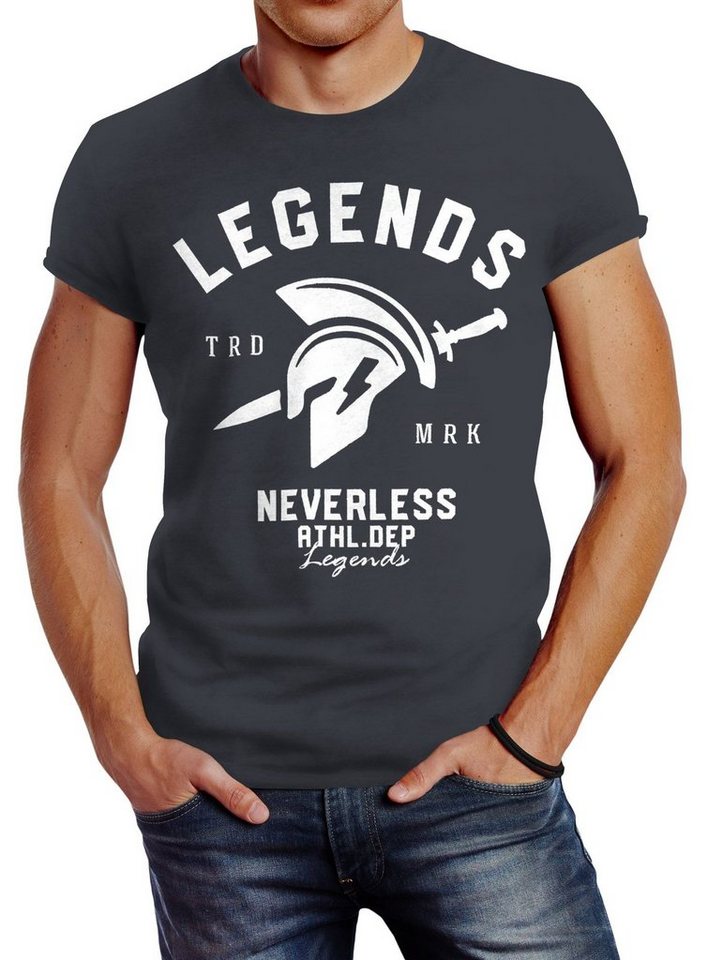 Print-Shirt Cooles Herren T-Shirt Legends Sparta Gladiator Gym Athletics Sport Fitness Neverless® mit Print von Neverless