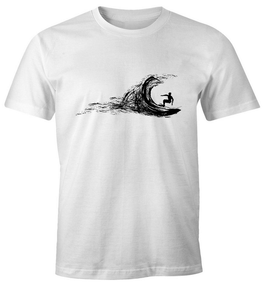 Neverless Print-Shirt Herren T-Shirt Surfer surfing surfen Surfboard Wave Welle Wellenreiten Urlaub Meer Ozean Surfer Boy Silhouette Slim Fit Neverless® mit Print von Neverless