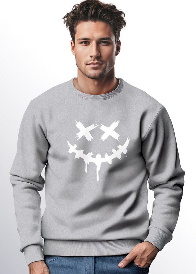 Neverless Sweatshirt Sweatshirt Herren Drip Face Techwear Fashion Streetstyle Smiling Face von Neverless