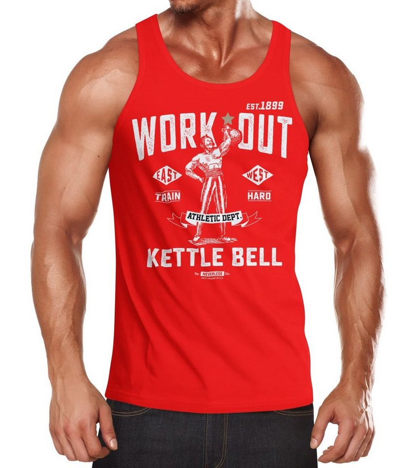 Neverless Tanktop Herren Tank-Top Kettle-Bell Muskelshirt Gym Muscle Shirt Fitness Neverless® mit Print von Neverless
