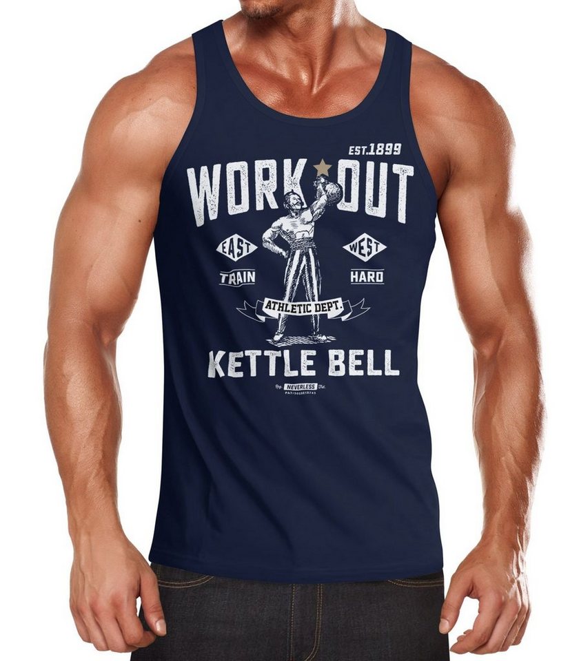 Neverless Tanktop Herren Tank-Top Kettle-Bell Muskelshirt Gym Muscle Shirt Fitness Neverless® mit Print von Neverless