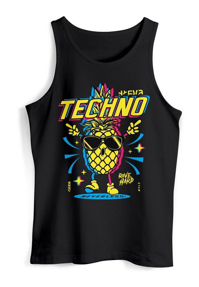 Neverless Tanktop Herren Tank-Top Techno Tanzen Lustig Ananas Rave Party Printshirt Fash mit Print von Neverless