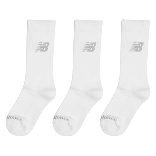 New Balance Unisex Crew-Socken, 3er-Pack, Weiß, Größe L von New Balance