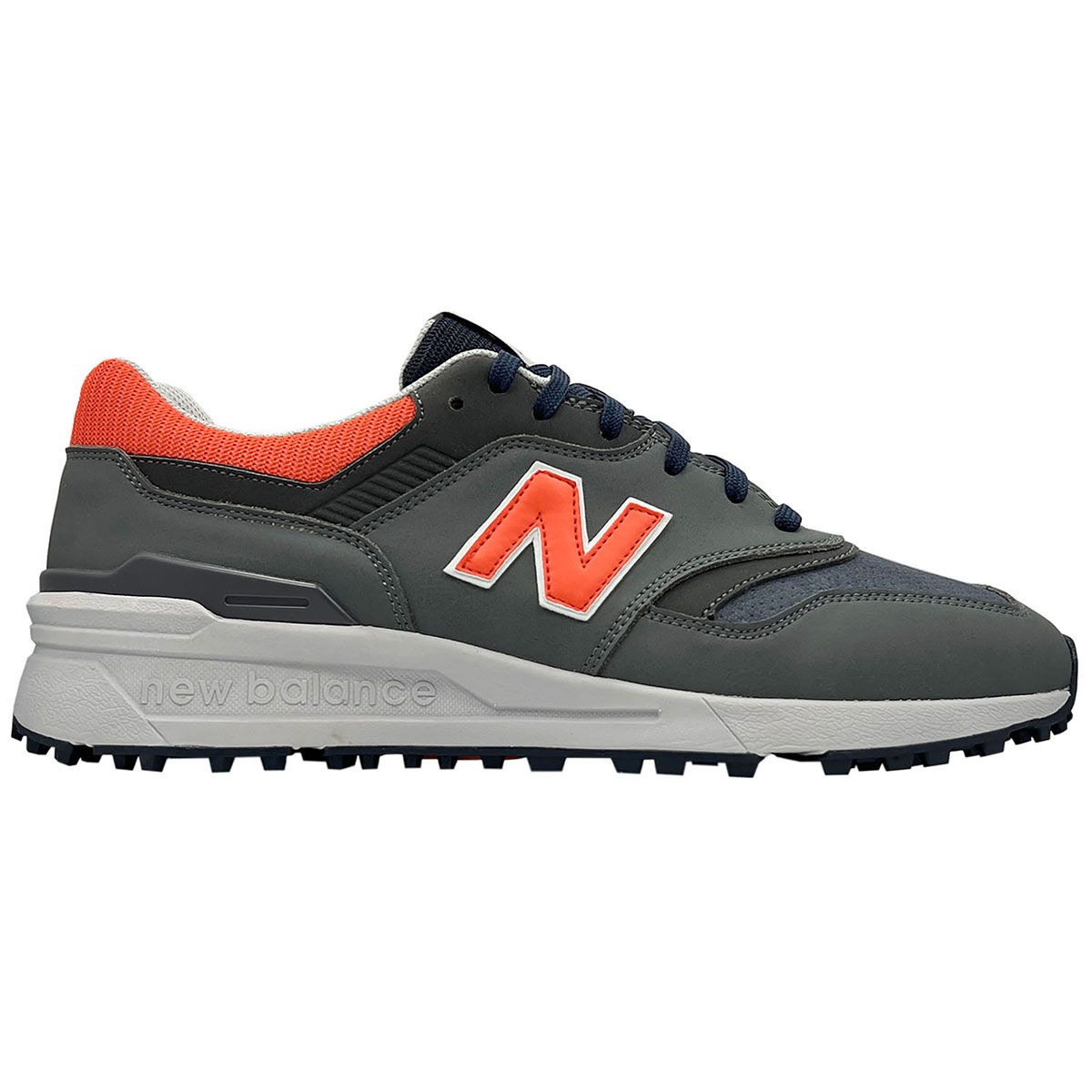 New Balance Men's 997 Waterproof Spikeless Golf Shoes, Mens, Grey/orange, 7 | American Golf von New Balance