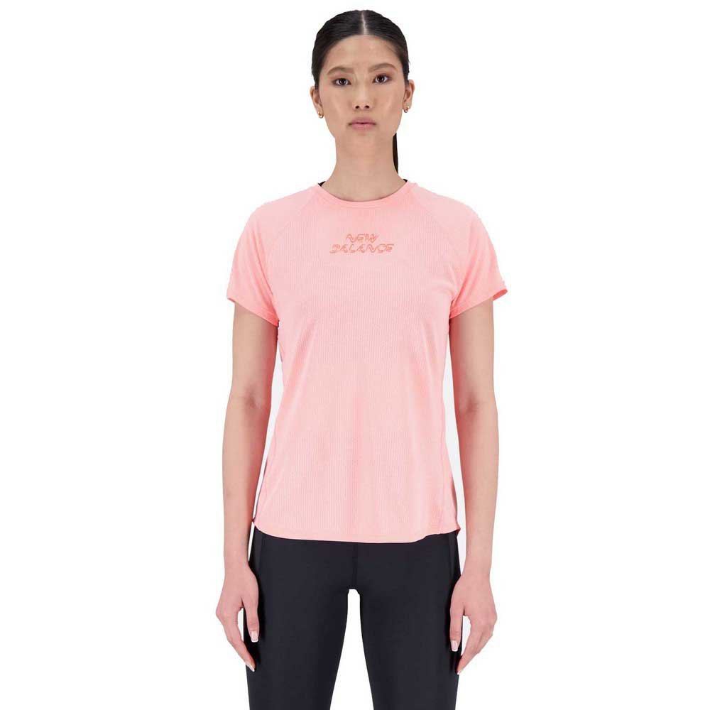 New Balance Printed Impact Short Sleeve T-shirt Rosa L Frau von New Balance