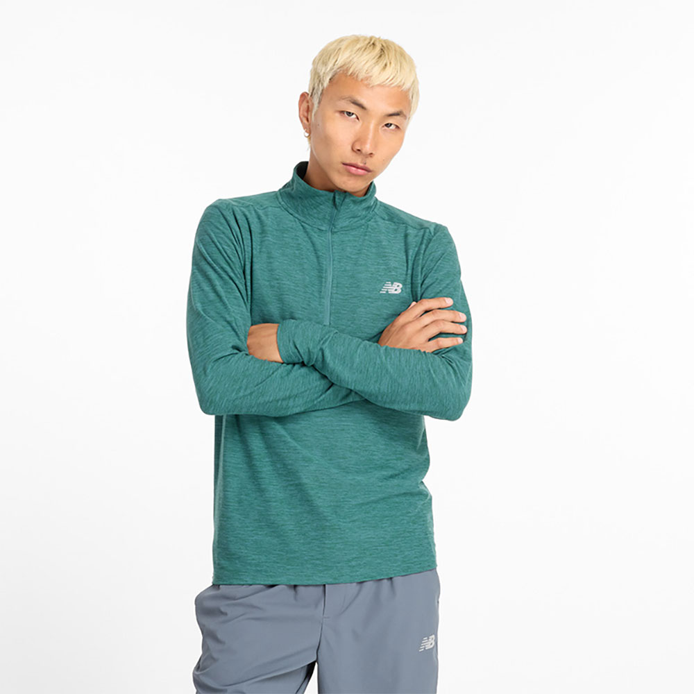 New Balance Space Dye Half Zip Long Sleeve T-shirt Grün S Mann von New Balance