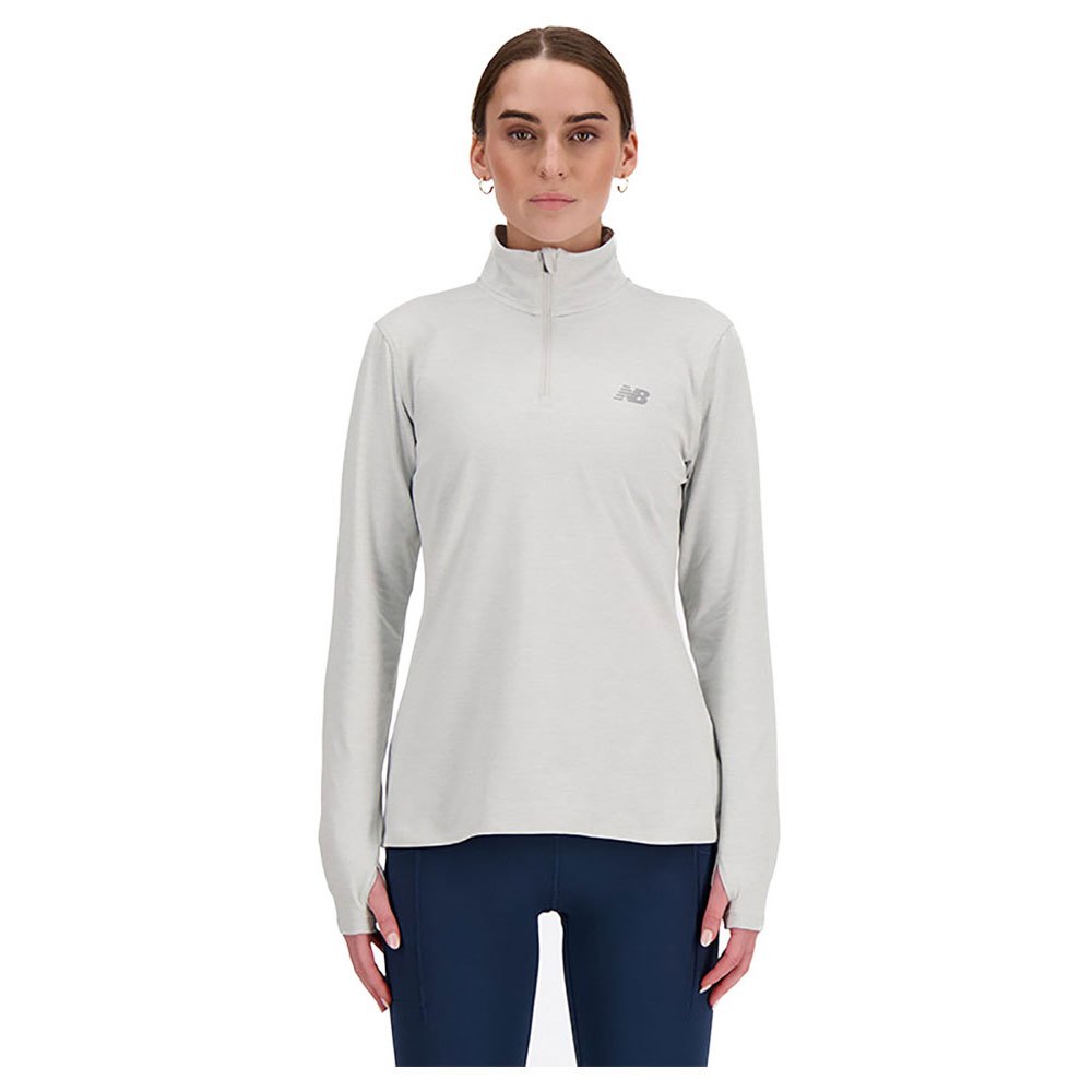 New Balance Sport Essentials Space Dye Half Zip Long Sleeve T-shirt Weiß L Frau von New Balance