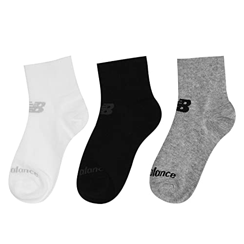 New Balance Unisex-Erwachsener LAS95233 Performance Knit Short Ankle Socks, Blanco/Gris/Negro, 43-46 EU(L) von New Balance