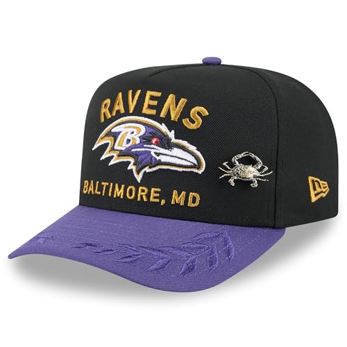 New Era Baltimore Ravens 2025 NFL Draft On Stage A-Frame 59FIFTY Fitted Hat für Herren, Schwarz/Lila von New Era
