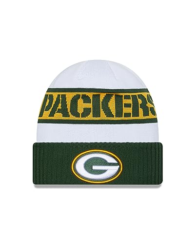 New Era Green Bay Packers NFL 2023 Sideline Tech Knit OTC White Beanie - One-Size von New Era