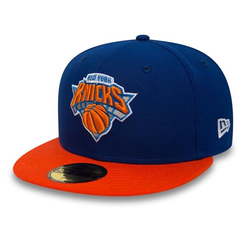 New Era Herren Baseball Cap Mütze NBA Basic New York Knicks 59 Fifty Fitted, Blue/Orange, 73/8, 10861621 von New Era