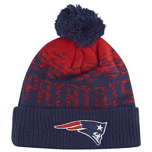 New Era New England Patriots NFL Sport Knit Marineblau Rot Bommelmütze - One-Size von New Era