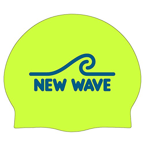 New Wave Swim Buoy Silikon Schwimmkappe Badekappen Silicone Swim Cap (Fluo Grün) (Fluo Grun) von New Wave