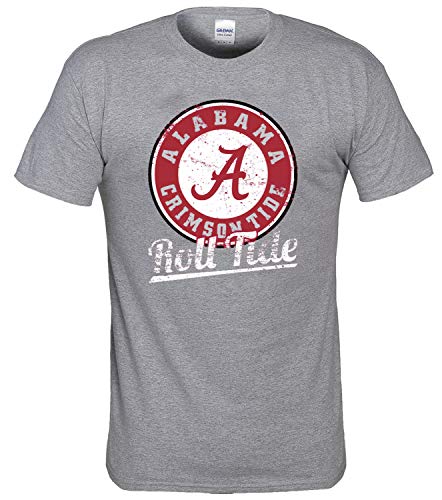 New World Graphics NCAA T-Shirt mit abgenutztem Logo – mehrere Teams, Alabama Crimson Tide – Dark Ash, Small von New World Graphics
