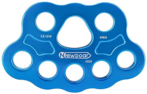 NewDoar Kletter-Abseilplatte 20/40KN Bear Paw Rigging Plate 4/8 Holes Kletterausrüstung Aluminiumlegierung(8 Löcher/40KN Blau) von NewDoar
