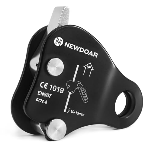 NewDoar Seilgreifer Aufsteigen 12KN Riser-Einsteller für 10mm-13mm Seil für Klettern,Schutzrettung (Schwarz) von NewDoar