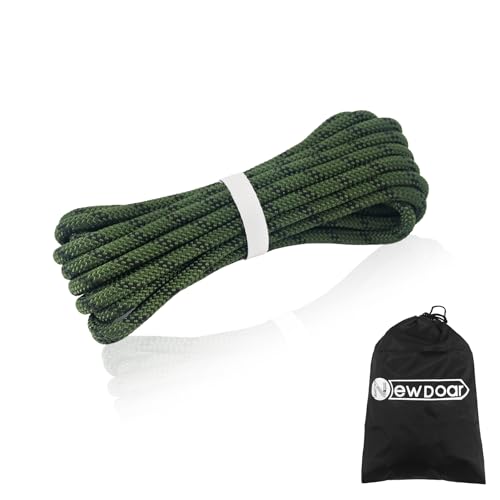 NewDoar Statisches Kletterseil 14KN 8 mm (5/16in) Hochfestes Zubehörseil Doppelt Geflochtenes Sicherheitsseil für Überleben im Freien, Wandern, Bergsteigen (Armeegrün 8mm,50ft) von NewDoar