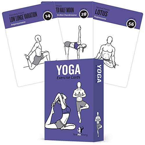 NewMe Yoga-Kartenset, 70 Yoga-Posen, Fitness, Übungskarten, 9 Sequenzen, Sanskrit & Englisch, Asana-Namen, Übungsanleitung für Anfänger und Fortgeschrittene, strapazierfähiges Plastik von NewMe Fitness