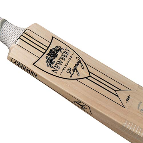Newbery Legacy Pro Heritage Range Cricket Bat with Long Handle, Medium 2.10-2.12 Size, White/Black/Gold von Newbery Cricket