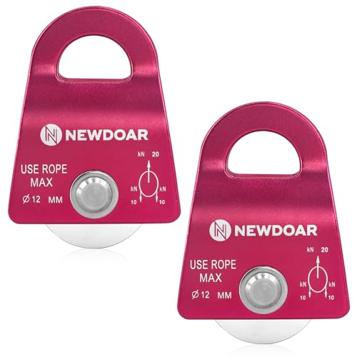 NewDoar 20KN Mikro Seilrolle Umlenkrolle zum Klettern, Rettungsheben und zur Anhängerkupplung Riemenscheiben(B Stil Rot 2 St) von NewDoar
