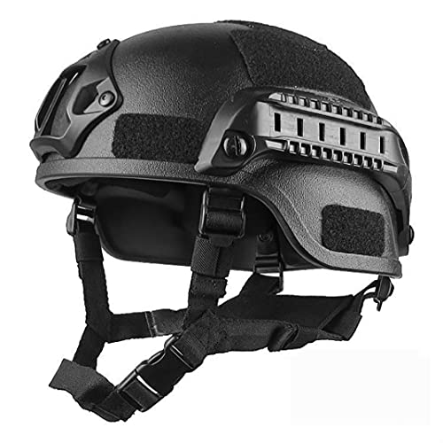 Newin Star Protective Airsoft Helme, hochwertige leichte schnelle strategische Helmfeld CS Spielhelm mit NVG Mount und Seitenschienen schwarz von Newin Star