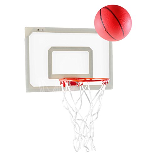 Mini-Basketballkorb für´s Zimmer, im Set mit Ball und Luftpumpe, Backboard für Tür ohne Bohren Basketballboard Mini Hoop Basketballset 45x30,5x0,5cm von Nexos Trading