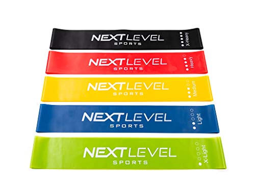 Nextlevel Sports Fitnessbänder 5er Set inkl Tragetasche Gymnastikband, Widerstandsband, Theraband für Yoga, Crossfit, Training, Home-Gym von Nextlevel Sports