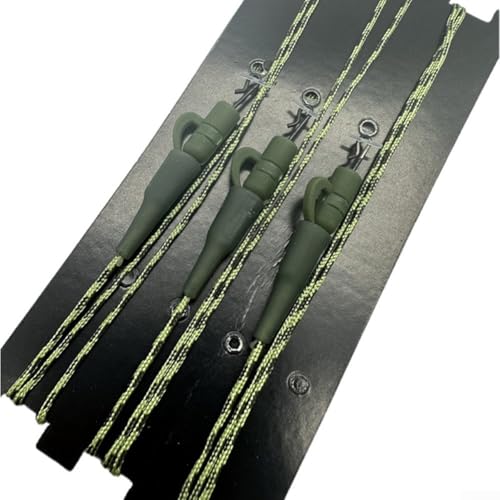 Niceminiwall Tackle Karpfenvorfächer Set mit 3 Heli Kable Ready Tied Leadcore Vorfächer mit QC-Wirbeln und Sicherheitsclips für das Karpfenangeln in Unkraut- oder schlammigen Gewässern, langlebig (Typ von Niceminiwall