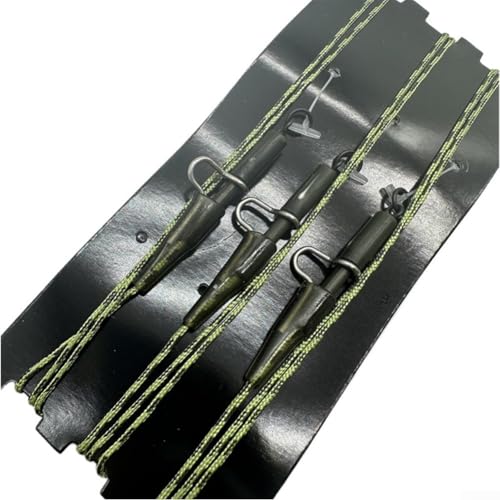 Niceminiwall Tackle Karpfenvorfächer Set mit 3 Heli Kable Ready Tied Leadcore Vorfächer mit QC-Wirbeln und Sicherheitsclips für das Karpfenangeln in Unkraut- oder schlammigen Gewässern, langlebig (Typ von Niceminiwall