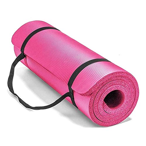 Nicfaky Yogamatte für Damen und Herren, rutschfeste Übungsmatte, Heim-Fitness-Ausrüstung für Fitness, Gymnastik und (10 mm) Rosa von Nicfaky