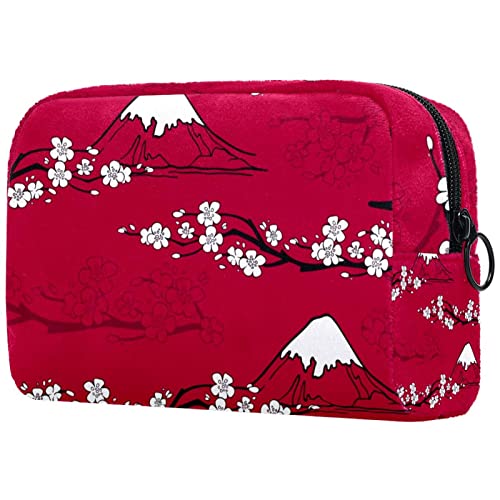 Kleine Schminktasche für Damen,Schminktasche, Reisekosmetiktasche,Mount Fuji und Kirschblüten in Japan Drucken von NigelMu