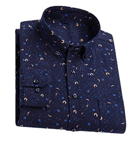 Herren Casual Print Hemd Baumwolle Oxford Hemden Einzelne aufgesetzte Tasche Standard-Fit Knopfleiste Hemd von Niiyyjj