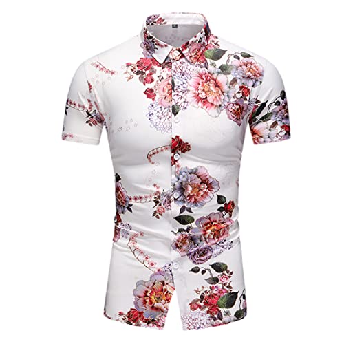 Herren-Hemd mit Blumenmuster, für den Sommer, kurzärmelig, für Social Business, Freizeithemden für Herren, Hawaiihemd von Niiyyjj