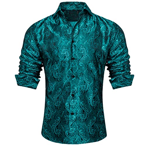 Herren Social Casual Shirt Mann Smoking Kleid Shirts Rote Rose Blumendruck Seide Herren Hemd von Niiyyjj