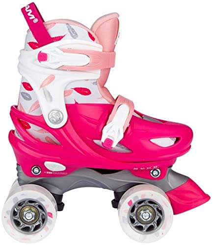 Nijdam Roller Skates Adjustable - Feather Drops - Fuchsia/Pink/White/Silver Grey - 25-28 von Nijdam