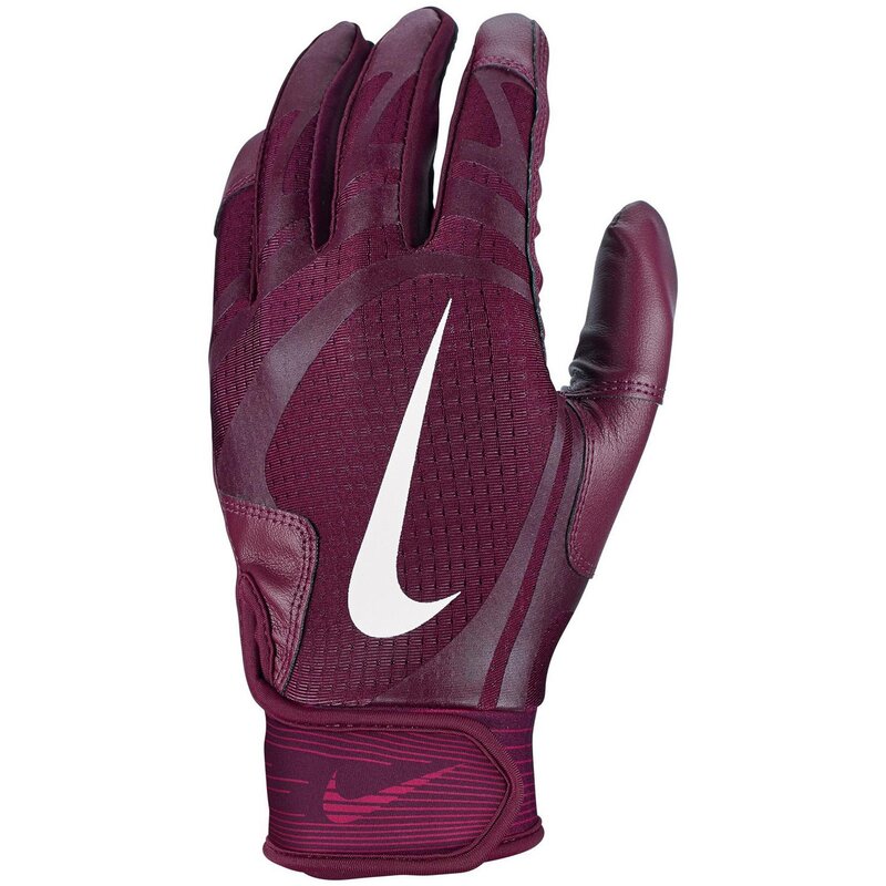 Nike Alpha Huarache Edge Kunstleder Baseball Handschuhe, Batting Gloves - maroon/weiß Gr. S von Nike, Inc.