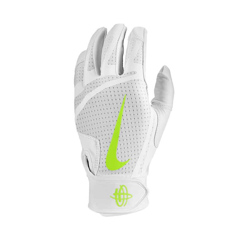 Nike Huarache Edge Baseball Handschuhe, Batting Gloves - weiß/weiß/neongelb Gr. 2XL von Nike, Inc.