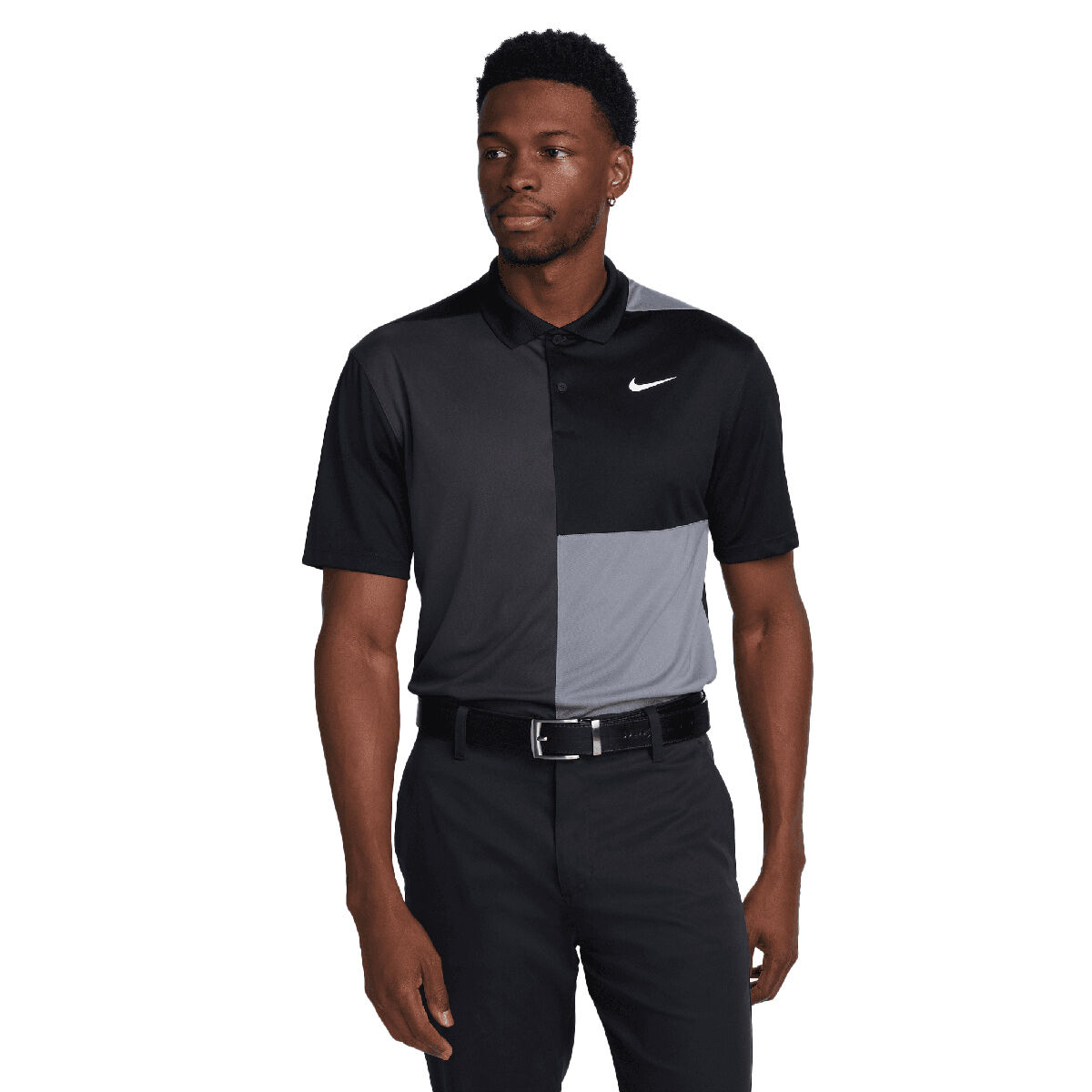 Nike Men's Dri-FIT+ Victory Blocked Golf Polo Shirt, Mens, Black/dark smoke grey, Small | American Golf von Nike Golf