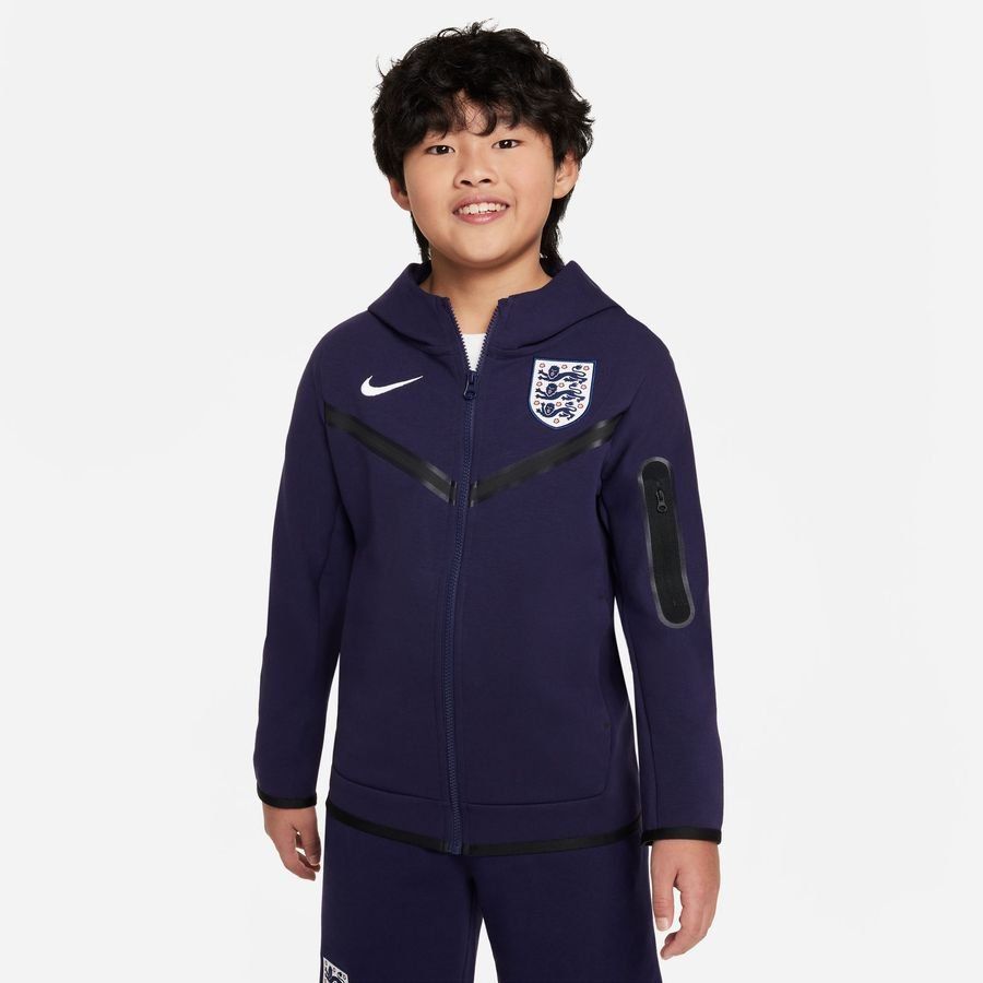 England Hoodie NSW Tech Fleece FZ EURO 2024 - Purple Ink/Weiß Kinder von Nike