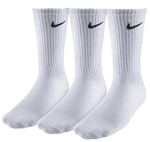 NIKE, 3 Paar Sportsocken, gepolstert, Baumwolle, weiß, Kinder, White, Shoe 5-8 von Nike