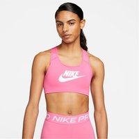 NIKE Dri-FIT Swoosh Medium-Support Non-Padded Graphic Sport-BH Damen 684 - pinksicle/white/white L von Nike