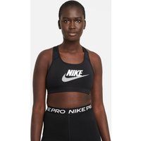NIKE Dri-FIT Swoosh Medium-Support Non-Padded Graphic Sport-BH Damen black/white/particle grey S von Nike