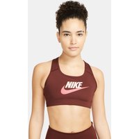 NIKE Dri-FIT Swoosh Medium-Support Non-Padded Graphic Sport-BH Damen bronze eclipse/pink oxford/archaeo pink XS von Nike