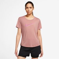 NIKE Dri-FIT Swoosh kurzarm Laufshirt Damen 618 - red stardust/fierce pink L von Nike
