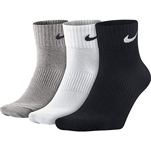 NIKE Socken Lightweight Quarter 3er Pack, grau/schwarz/weiß, 34-38 S , SX4706-901 von Nike