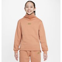 NIKE Sportswear Club Fleece Funnel Sweatshirt Mädchen 225 - amber brown/metallic gold S (128-137 cm) von Nike
