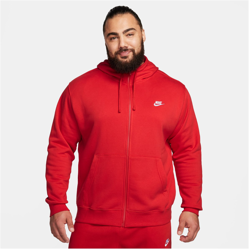 NIKE Sportswear Club Fleece Kapuzenjacke 657 - university red/university red/white XL von Nike