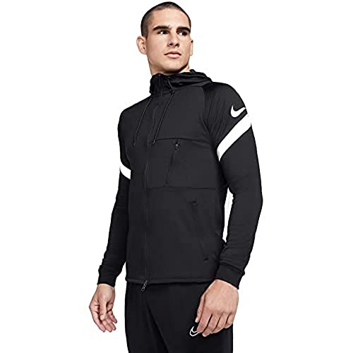 Nike, Dri-Fit Strike, Full-Zip Kapuzen Fußball Jacke, Schwarz/Weiss/Weiss, M, Mann von Nike