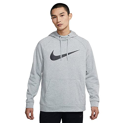 Nike Herren Dri-FIT Kapuzenpullover, Dk Grey Heather/Black, L von Nike